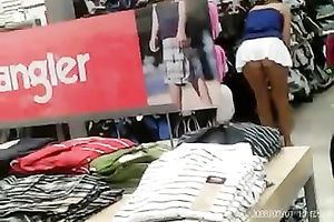 Chunky dirty slut wife in the supermarket in outrageously short petticoat