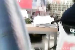 Chunky dirty slut wife in the supermarket in outrageously short petticoat