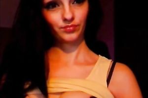 Delicious and petite brunette hair sweetheart on livecam flashed her billibongs
