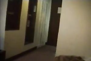 Nasty Chinese coed in red costume performs oral sex sex on her paramour