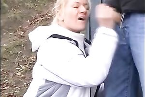 Busty blond strumpet gives a cook jerking to my hommie