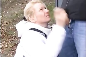 Busty blond strumpet gives a cook jerking to my hommie