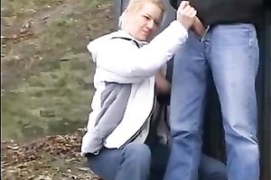 Busty blond strumpet gives a cook jerking to my hommie