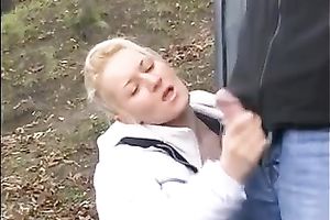 Busty blond strumpet gives a cook jerking to my hommie