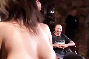 This sexy bitch acquires her fucking skills tested by 3 fellows