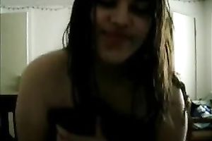 Beautiful fat Latina GF showing her exposed a-hole on camera