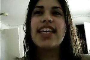 Beautiful fat Latina GF showing her exposed a-hole on camera