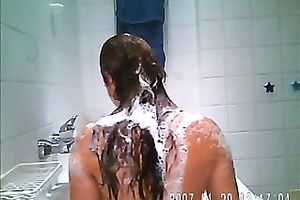 Chubby white slutwife with big breasts in the bathtub on hidden livecam movie scene