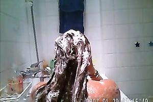 Chubby white slutwife with big breasts in the bathtub on hidden livecam movie scene