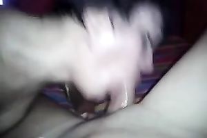 Short-haired brunette hair manages to milk my large ramrod dry