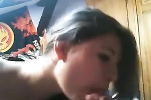 My lewd brunette hair GF sucks my prick remarcably well in POV video