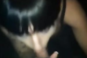 Blue-eyed brunette hair floozy sucks my shaft remarcably well