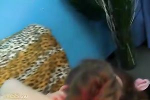 Two student honeys take up with the tongue whipped ball cream from meatballs and sex-toy fuck every other