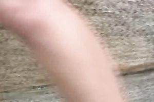 Cute Russian chick walks in public in her moist piddled panties