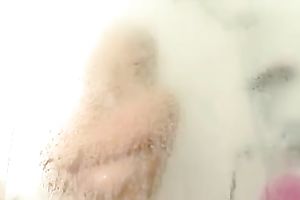 My excellent golden-haired GF plays with her boobies in the baths