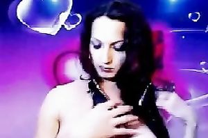 Curly haired beauty loves showing off her large wet zeppelins