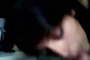 Petite sexy brunette hair housewife from my work blowing my weenie