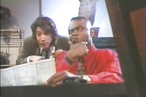 Blonde secretary receives nasty with 2 males in interracial movie