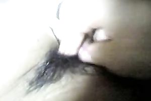 The unshaved fur pie of my Japanese college girlfriend on cellphone webcam