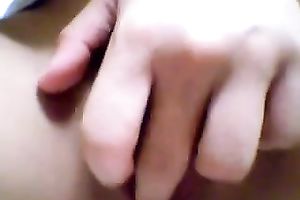 The unshaved fur pie of my Japanese college girlfriend on cellphone webcam