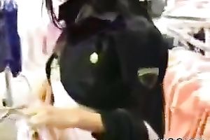 Scorching Indian chick with consummate size love melons gives head in a changing room