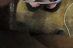 This white chick deepthroats my large dark rod like a pro