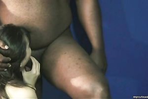 Black stud licks an Asian milf's wet crack and copulates it from behind