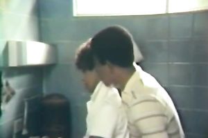 Blond head ebon wench sucks weenie of her bellowed dude on kitchen table