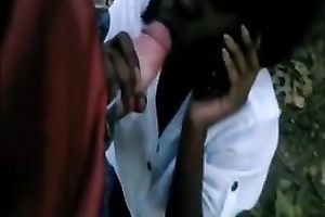 Sassy ebon slutty wife gives me a sexy oral-service in the park