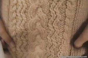 Japanese hoe lets her paramour caress her love melons and fur pie
