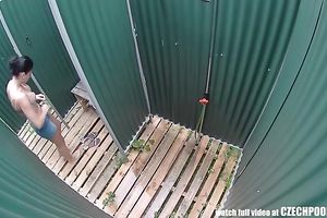 Beautiful Czech chick in the public pool changing room