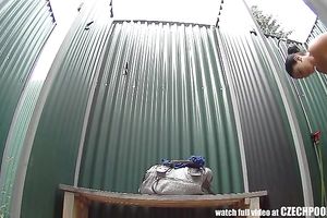 Beautiful Czech chick in the public pool changing room