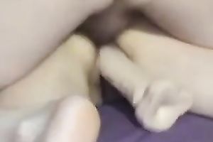 My hubby stuffs my cookie with a toy and fucks my ass from behind