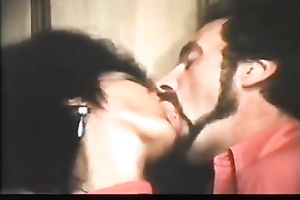 Retro brunette hair milf acquires her hirsute slit licked and team-fucked
