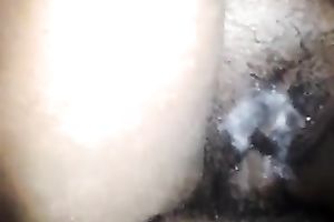 I fuck my wife's powerful and shaggy slit and cover it with cum