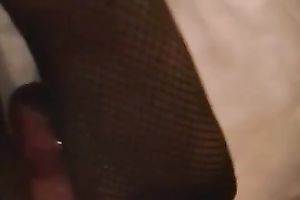 My husband rubs my shlong with her feet untill I cum on her soles