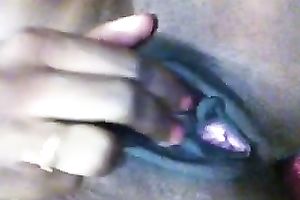 Fingering my bald dark cunt close up homemade solo