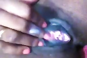 Fingering my bald dark cunt close up homemade solo