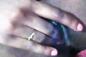 Fingering my bald dark cunt close up homemade solo