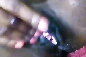 Fingering my bald dark cunt close up homemade solo