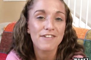 Tight teeny bitch gives masturbation solo to pay for college