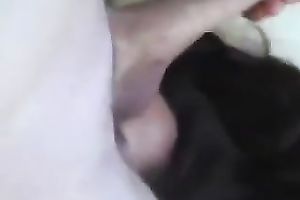 My spicy hot girlfriend with jet dark hair receives a facial