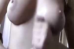 Blonde chick licks my jock and rubs it against her cute bazookas