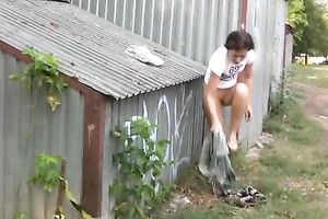 Amateur random slutty wife could not hold it and voided urine in her panties