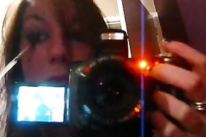 Skinny ginger cheating wife films herself in front of the mirror