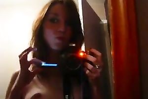 Skinny ginger cheating wife films herself in front of the mirror