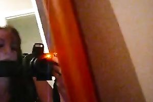 Skinny ginger cheating wife films herself in front of the mirror