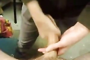 Mature golden-haired colleague gives me valuable tugjob at work