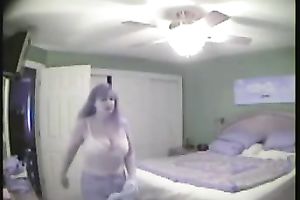 My nasty fat milf wife on hidden web camera flashing and fucking a large black skin stud