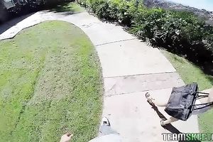 Naughty nympho with miniature bazookas receives brutally fucked in the woods